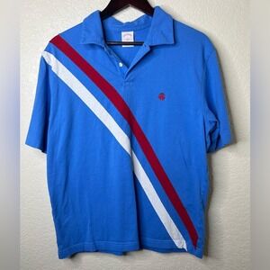 Brooks Brothers Men's Blue Red White Stripe Short Sleeve Polo Shirt